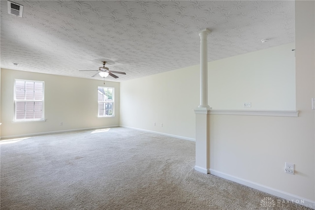 8730 Dowd Ct, Washington Twp, OH 45458 - unfurnished room with carpet, a textured ceiling, baseboards, and a ceiling fan