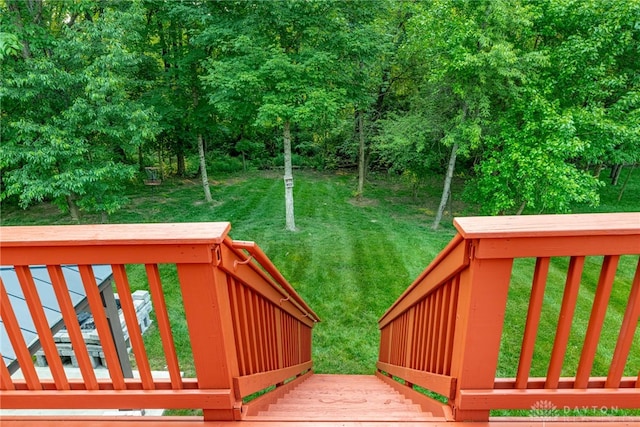 8730 Dowd Ct, Washington Twp, OH 45458 - deck with stairs and a lawn