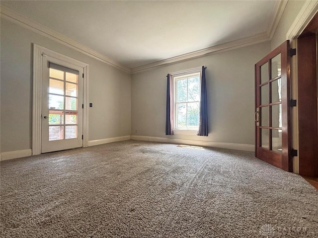 142 W Church St, Xenia, OH 45385 - empty room with ornamental molding, baseboards, and carpet flooring