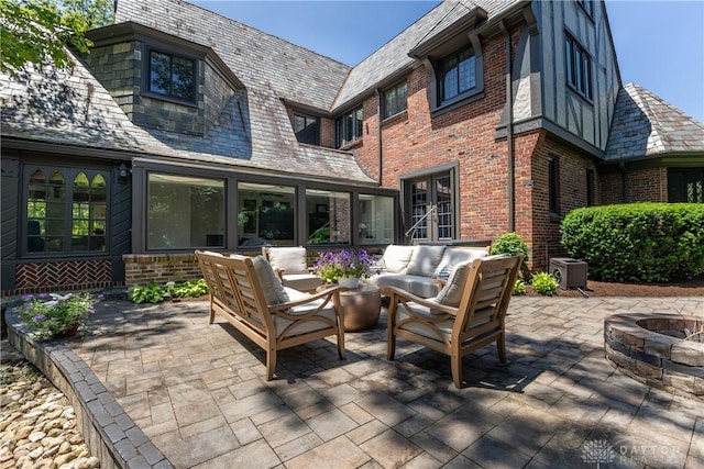 1500 Ridgeway Rd, Oakwood, OH 45419 - view of patio with an outdoor living space with a fire pit and french doors