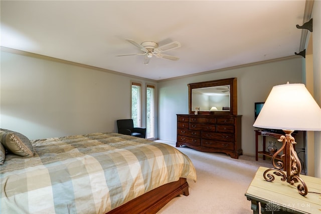 1211 Runnymede Rd, Oakwood, OH 45419 - bedroom with crown molding, light carpet, and ceiling fan
