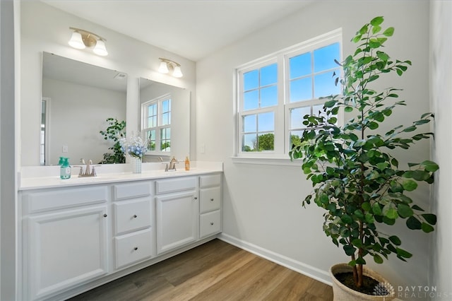 2550 Bellevue Dr, Batavia, OH 45103 - bathroom with double vanity, wood finished floors, and baseboards