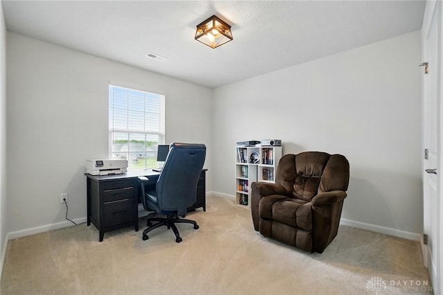 2550 Bellevue Dr, Batavia, OH 45103 - home office featuring light carpet and baseboards