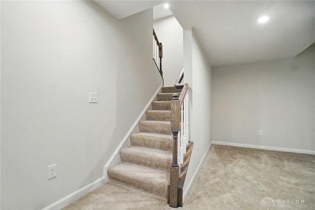 2550 Bellevue Dr, Batavia, OH 45103 - stairs with carpet floors, baseboards, and recessed lighting