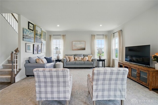 2550 Bellevue Dr, Batavia, OH 45103 - living area featuring stairs and recessed lighting
