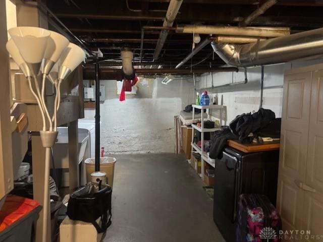 224 S Wolf Creek St, Brookville, OH 45309 - unfinished basement with independent washer and dryer