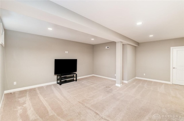 5411 Whispering Brook Ct, Liberty Twp, OH 45011 - finished below grade area with light carpet, baseboards, and recessed lighting