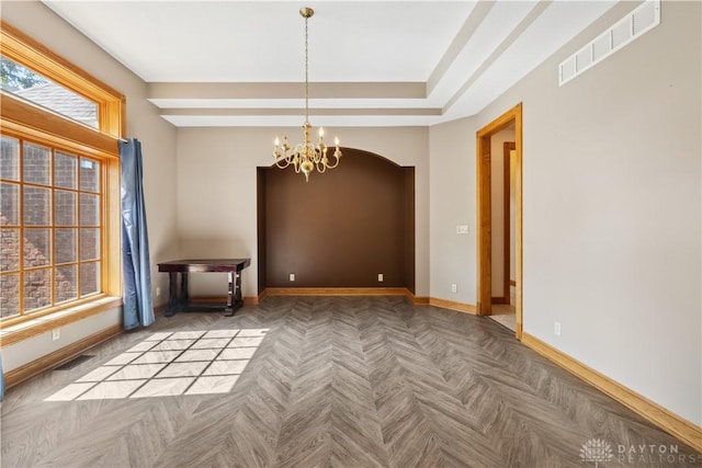 4384 New Market Banta Rd, Lewisburg, OH 45338 - unfurnished room with baseboards and a chandelier