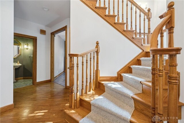 4384 New Market Banta Rd, Lewisburg, OH 45338 - stairs with wood finished floors and baseboards