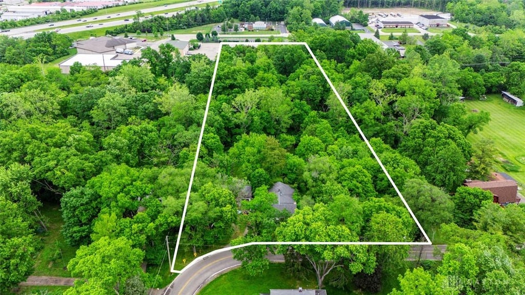 7657 Sharts Rd, Springboro, OH 45066 - view of property location with property parcel outlined and a heavily wooded area