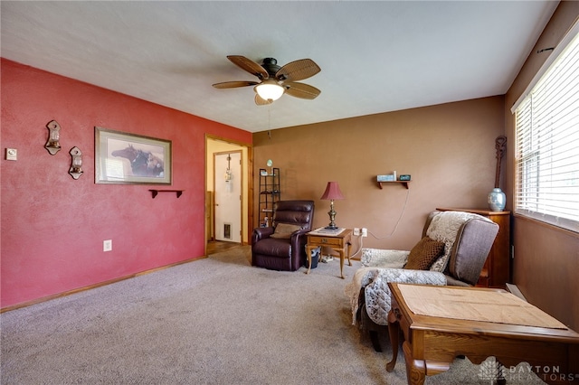 3726 Shawnee Trl, New Jasper Twp, OH 45335 - sitting room with a ceiling fan and carpet floors