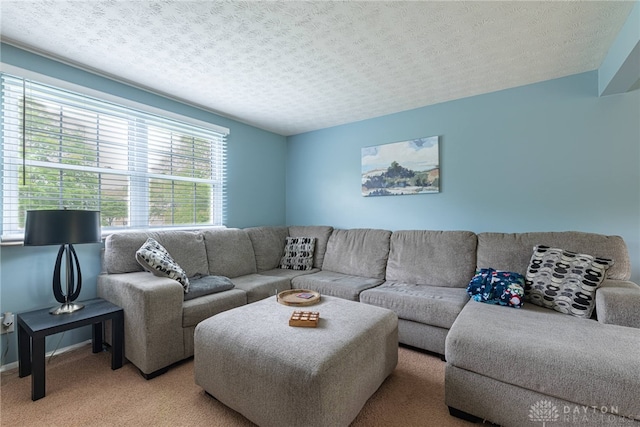 2547 Ryan Ct, Beavercreek, OH 45434 - living area with plenty of natural light, light colored carpet, and a textured ceiling