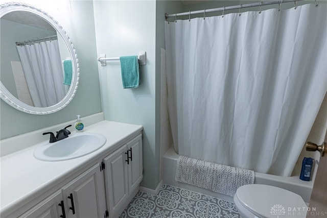 2547 Ryan Ct, Beavercreek, OH 45434 - bathroom featuring toilet, vanity, shower / tub combo, and tile patterned flooring