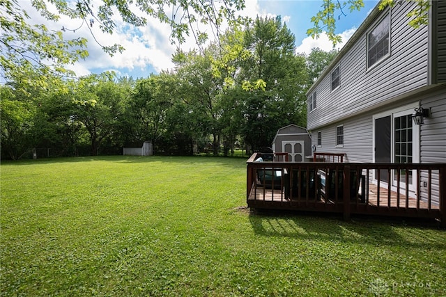 2547 Ryan Ct, Beavercreek, OH 45434 - view of grassy yard with a wooden deck and view of scattered trees