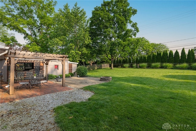 460 Rader Dr, Vandalia, OH 45377 - view of yard with a pergola, a patio, and an outdoor fire pit
