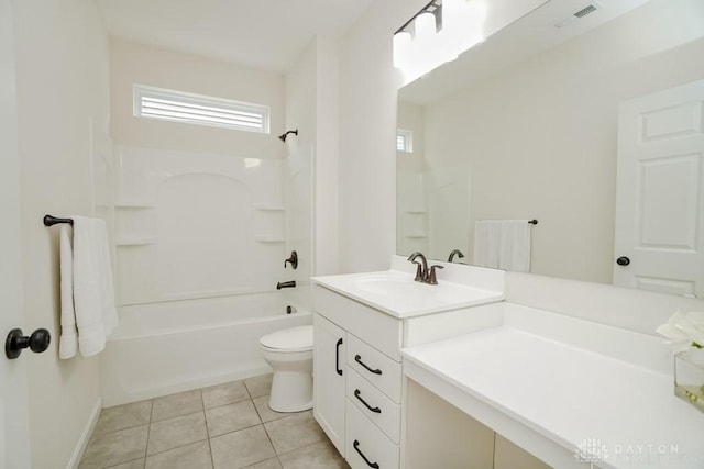 5053 Maiden Way, Liberty Twp, OH 45011 - bathroom featuring vanity, toilet, washtub / shower combination, tile patterned floors, and baseboards