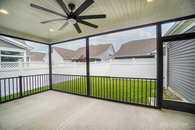 5053 Maiden Way, Liberty Twp, OH 45011 - unfurnished sunroom featuring ceiling fan