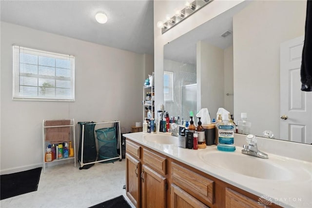 232 Laurel Glen Dr, Springboro, OH 45066 - full bathroom featuring double vanity and a shower stall