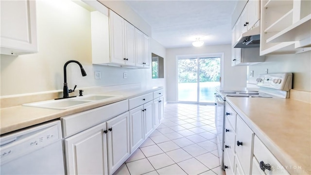 1918 Washington Dr S, Washington Twp, OH 45458 - kitchen with white appliances, a sink, white cabinets, and light countertops