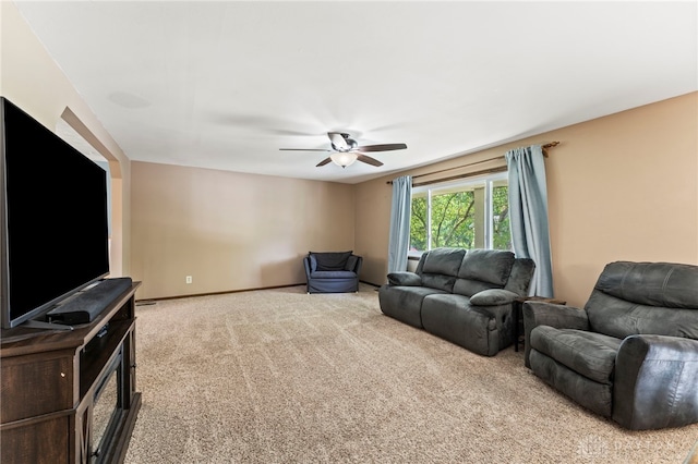 340 Marsha Jeanne Way, Dayton, OH 45458 - carpeted living room with a ceiling fan and baseboards