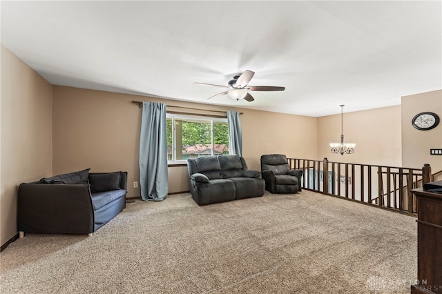 340 Marsha Jeanne Way, Dayton, OH 45458 - living room with ceiling fan, a chandelier, and carpet