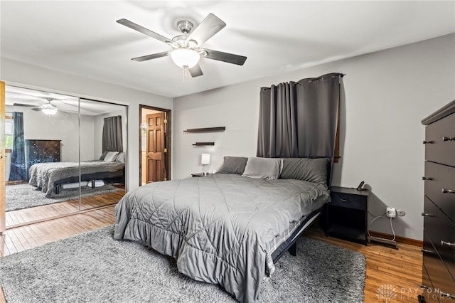 340 Marsha Jeanne Way, Dayton, OH 45458 - bedroom with wood finished floors, a closet, and ceiling fan