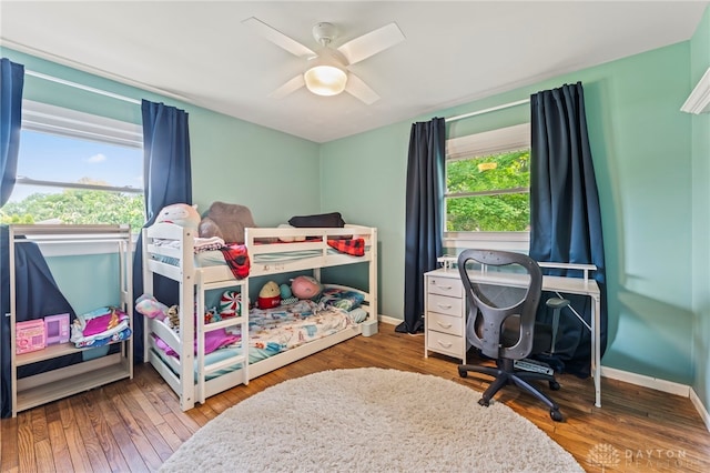 340 Marsha Jeanne Way, Dayton, OH 45458 - bedroom featuring wood finished floors, ceiling fan, and baseboards