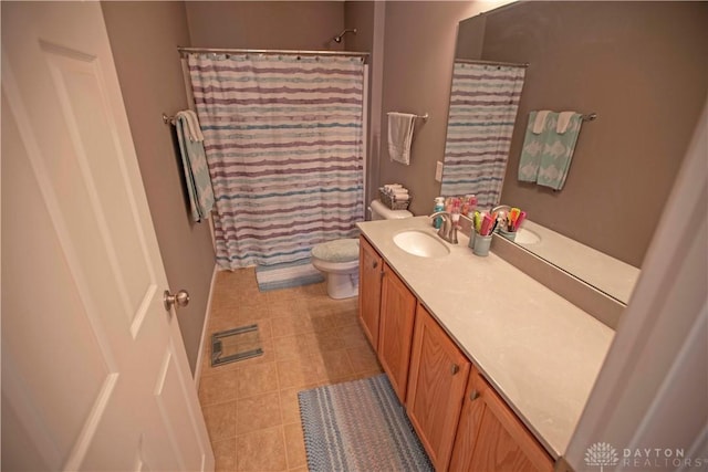 4560 James Madison Trl, Kettering, OH 45440 - full bath with vanity, toilet, tile patterned flooring, and curtained shower