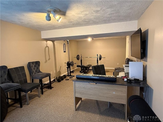 1529 Creekside Rd, Amelia, OH 45102 - office featuring a textured ceiling, carpet floors, and baseboards