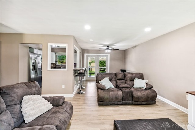 2706 Coldsprings Dr, Beavercreek, OH 45434 - living area with ceiling fan, light wood finished floors, and recessed lighting