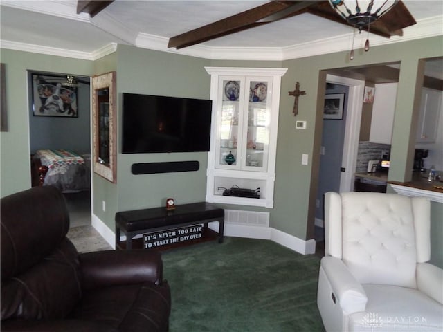 4502 Central Ave, Middletown, OH 45044 - living area with ornamental molding, baseboards, and carpet flooring