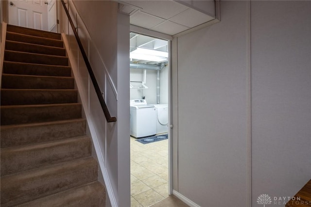 1199 Whitetail Dr, Fairborn, OH 45324 - staircase with washer and clothes dryer
