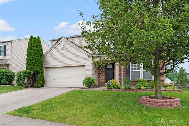 1750 Greentree Meadows Dr, Lebanon, OH 45036 - view of property hidden behind natural elements featuring driveway, brick siding, a front yard, and an attached garage