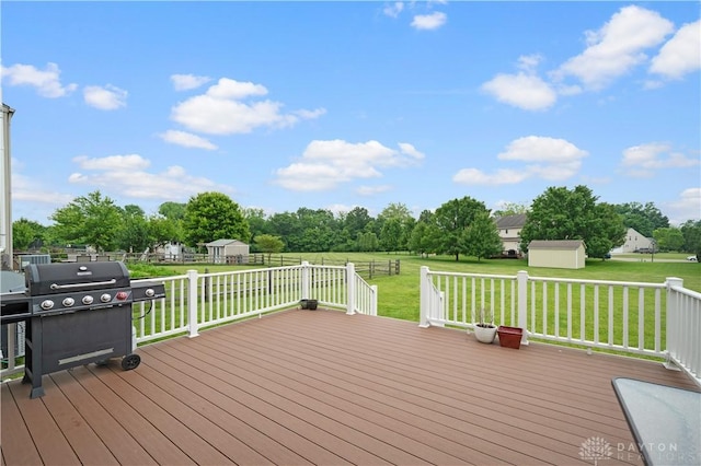 1750 Greentree Meadows Dr, Lebanon, OH 45036 - wooden deck featuring a lawn, a grill, and view of scattered trees