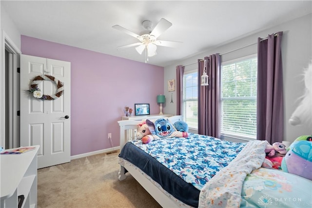 1750 Greentree Meadows Dr, Lebanon, OH 45036 - bedroom featuring light colored carpet, a ceiling fan, and baseboards