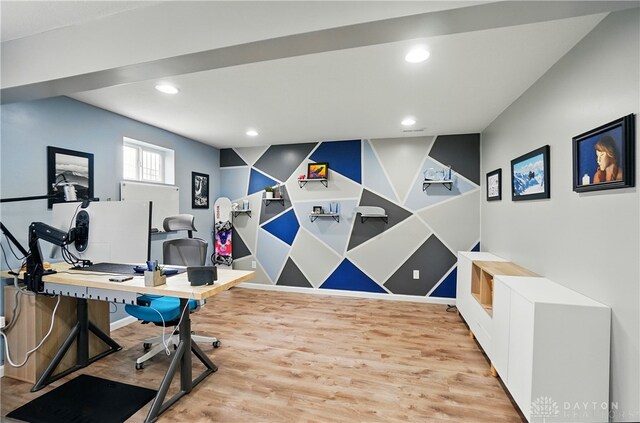 1596 Amberley Ct, Beavercreek Twp, OH 45385 - office area with wood finished floors and recessed lighting