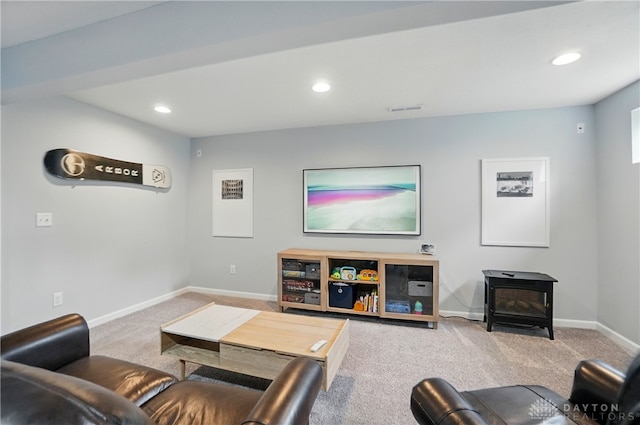 1596 Amberley Ct, Beavercreek Twp, OH 45385 - living room featuring carpet, baseboards, and recessed lighting