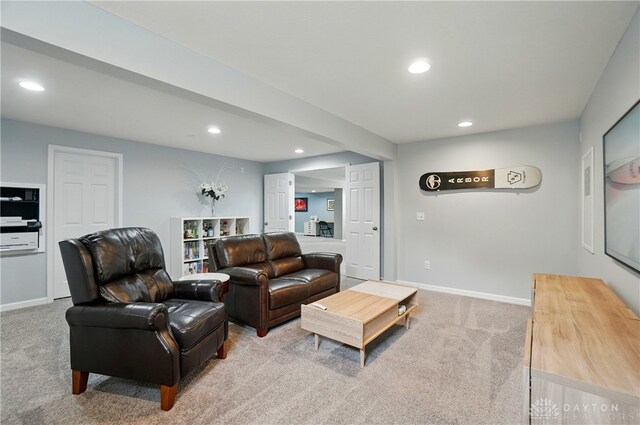 1596 Amberley Ct, Beavercreek Twp, OH 45385 - living room with carpet, recessed lighting, and baseboards