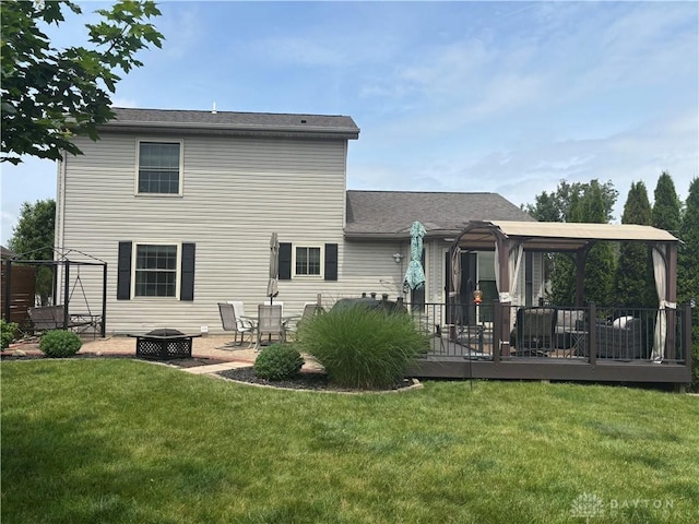 95 Fox Harbor Dr, Troy, OH 45373 - back of house with a patio area, a fire pit, a yard, and a gazebo