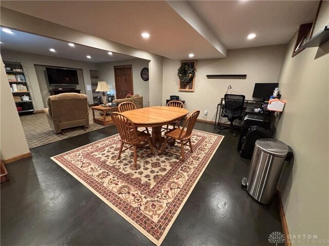95 Fox Harbor Dr, Troy, OH 45373 - dining area with recessed lighting, baseboards, and an office area