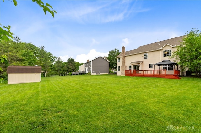 2159 Bassett Ct, Beavercreek, OH 45434 - view of grassy yard featuring a gazebo and a wooden deck