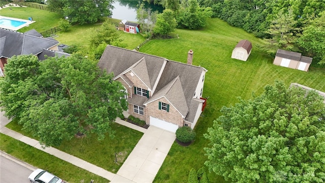 2159 Bassett Ct, Beavercreek, OH 45434 - aerial view of property and surrounding area featuring a pool area