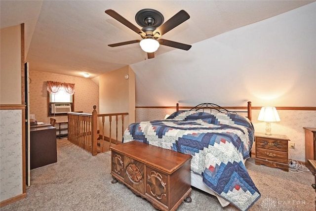 1064 Wilmington Ave, Dayton, OH 45420 - bedroom featuring carpet, wallpapered walls, cooling unit, and a ceiling fan