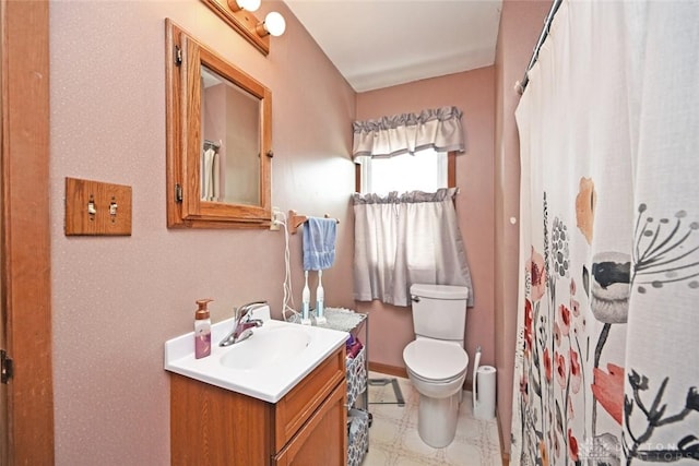 1064 Wilmington Ave, Dayton, OH 45420 - full bathroom with vanity, toilet, a shower with curtain, and tile patterned floors