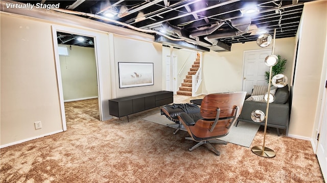 344 Triangle Ave, Oakwood, OH 45419 - finished basement featuring carpet, stairs, and baseboards