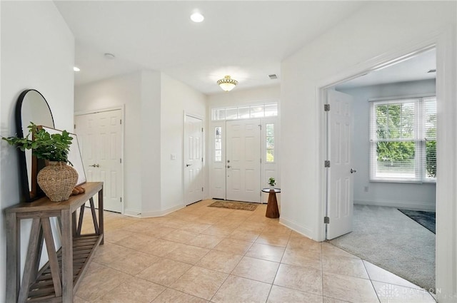 160 Harbour Dr, Springboro, OH 45066 - foyer entrance featuring light tile patterned flooring, baseboards, and recessed lighting