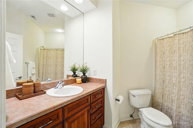160 Harbour Dr, Springboro, OH 45066 - bathroom with vanity, toilet, tile patterned floors, and a shower with shower curtain