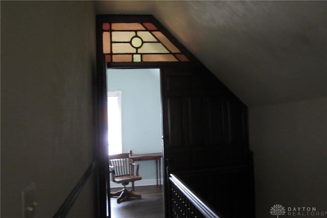1600 Wayne Ave, Dayton, OH 45410 - stairs featuring vaulted ceiling and wood finished floors