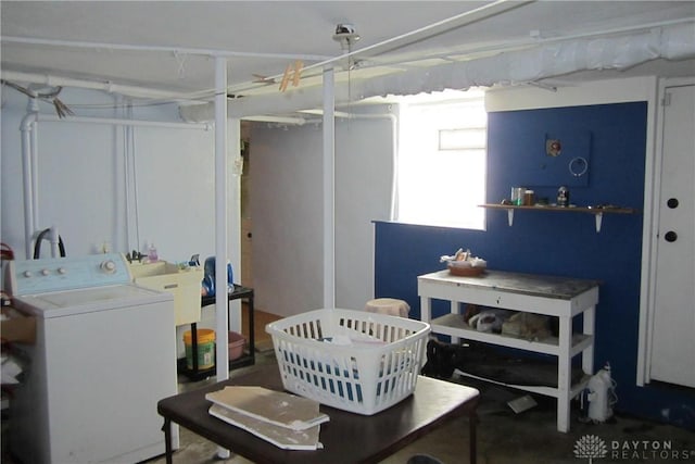 1600 Wayne Ave, Dayton, OH 45410 - below grade area featuring washer / dryer and a sink