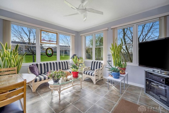 1668 Nichole Ct, Hamilton, OH 45013 - sunroom with ceiling fan and an outdoor hangout area